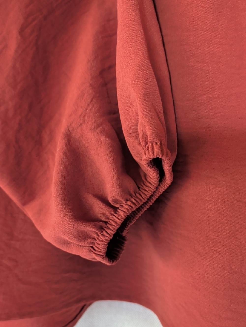 Long Sleeve Ruffle-Neck Blouse - Rust - Picture 4 of 6